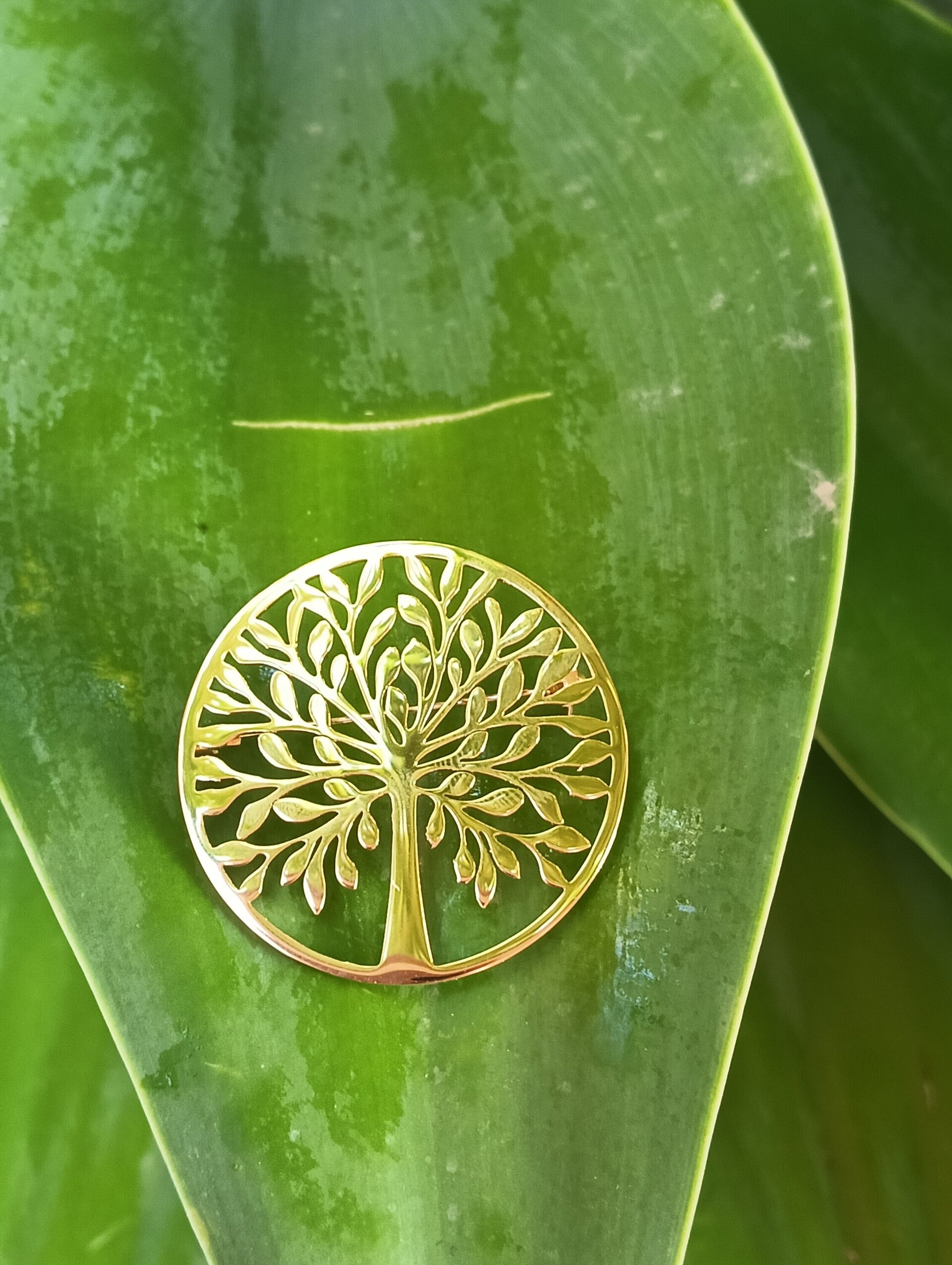 Broche árbol de la vida dorado - 3