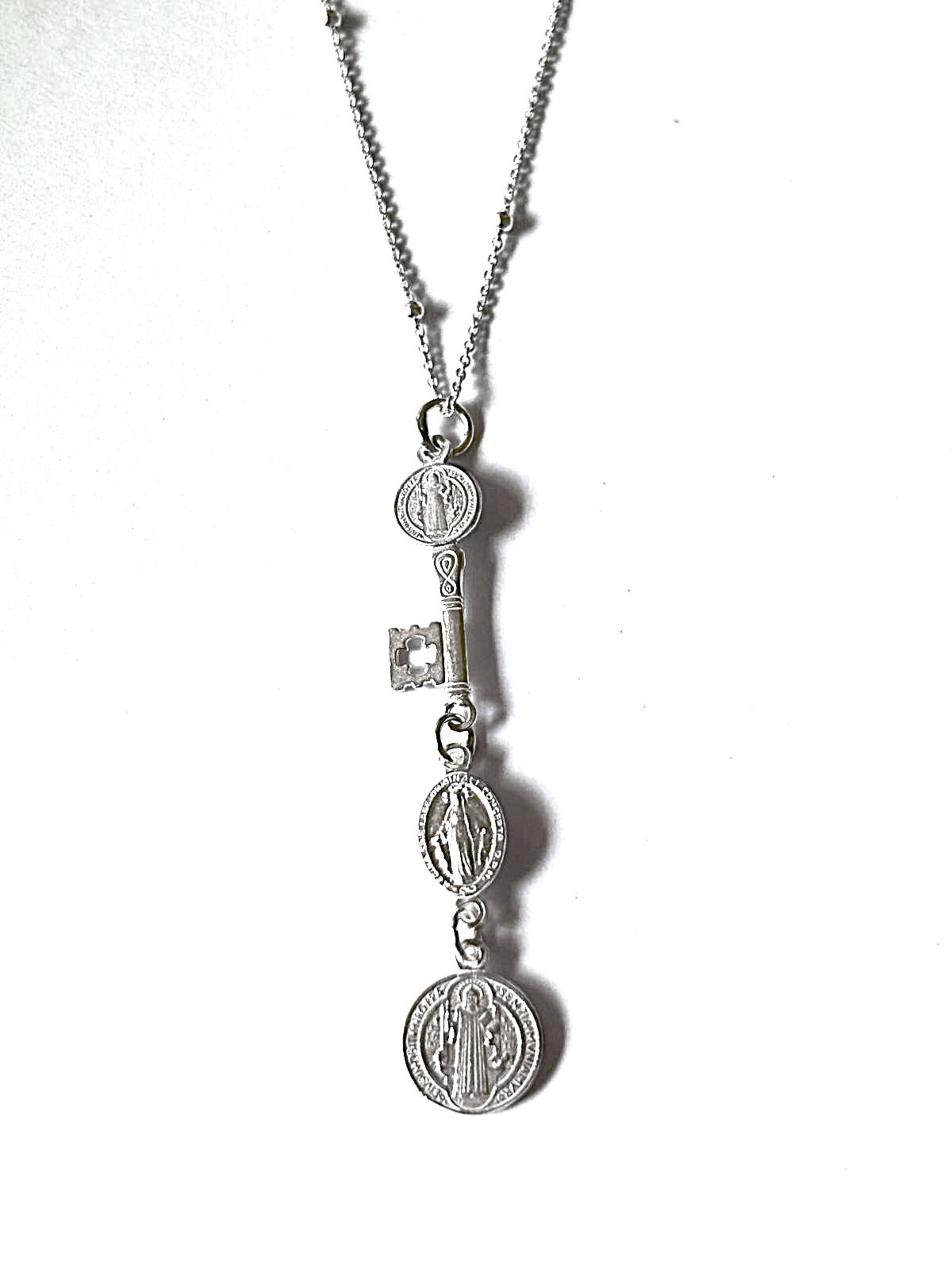 collar religioso llave san Benito, San Judas Tadeo y virgen de la milagrosa - 4