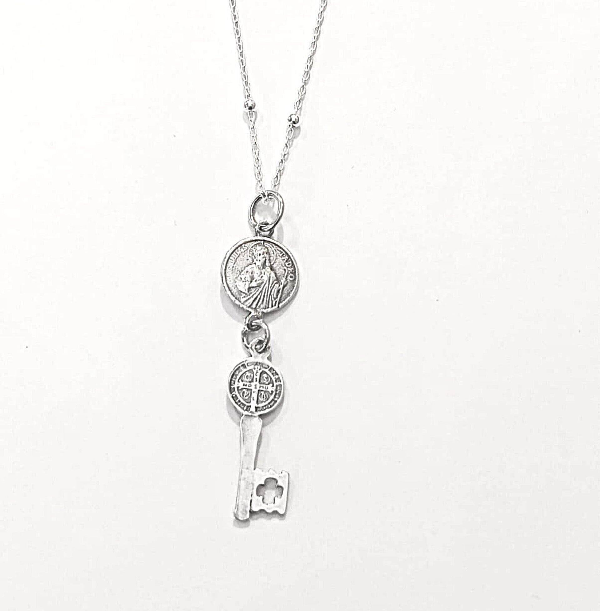 Collar doble protección llave abre caminos de San Benito y Judas Tadeo - 4