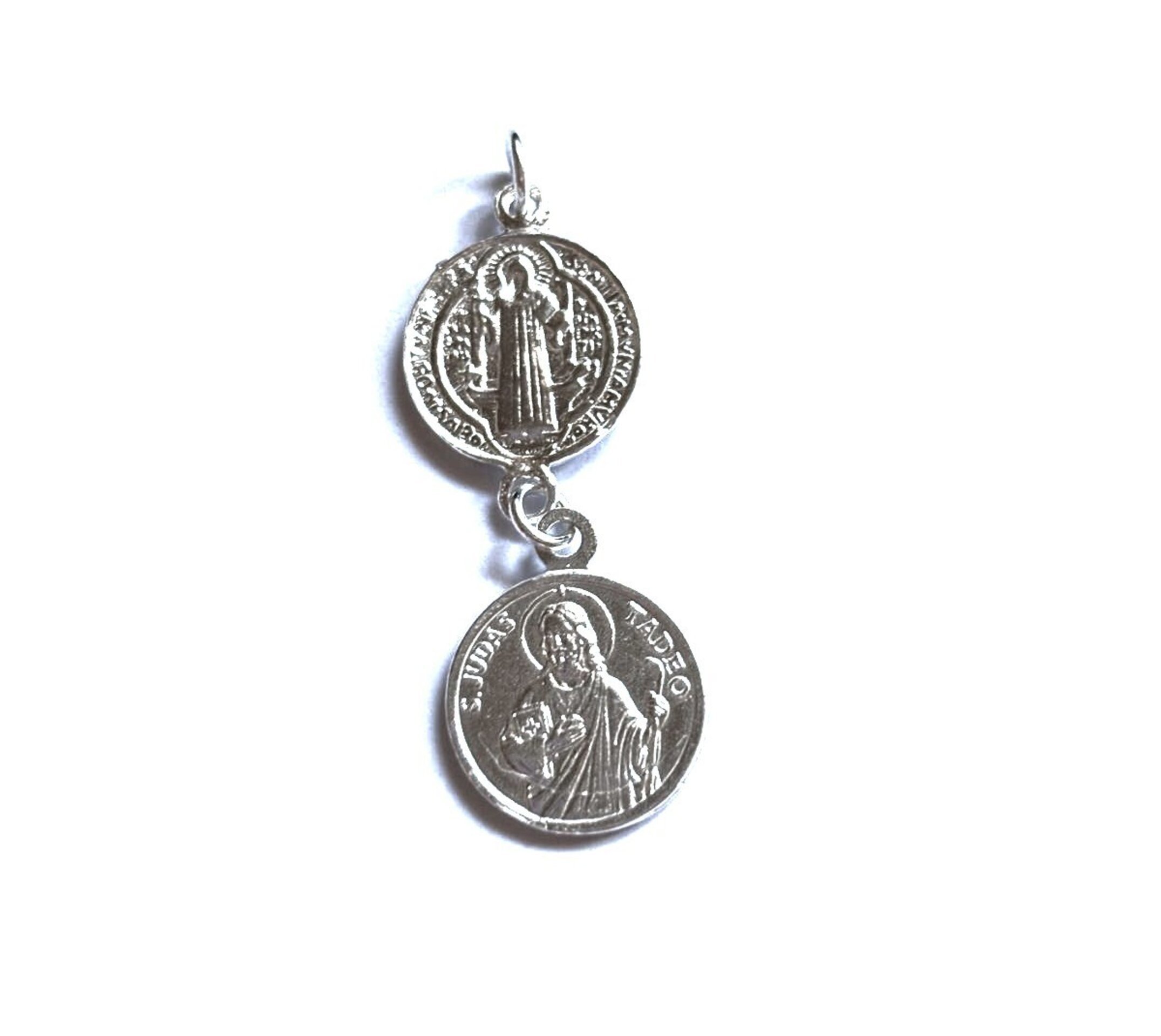 colgante doble medalla San Benito y Judas Tadeo - 4