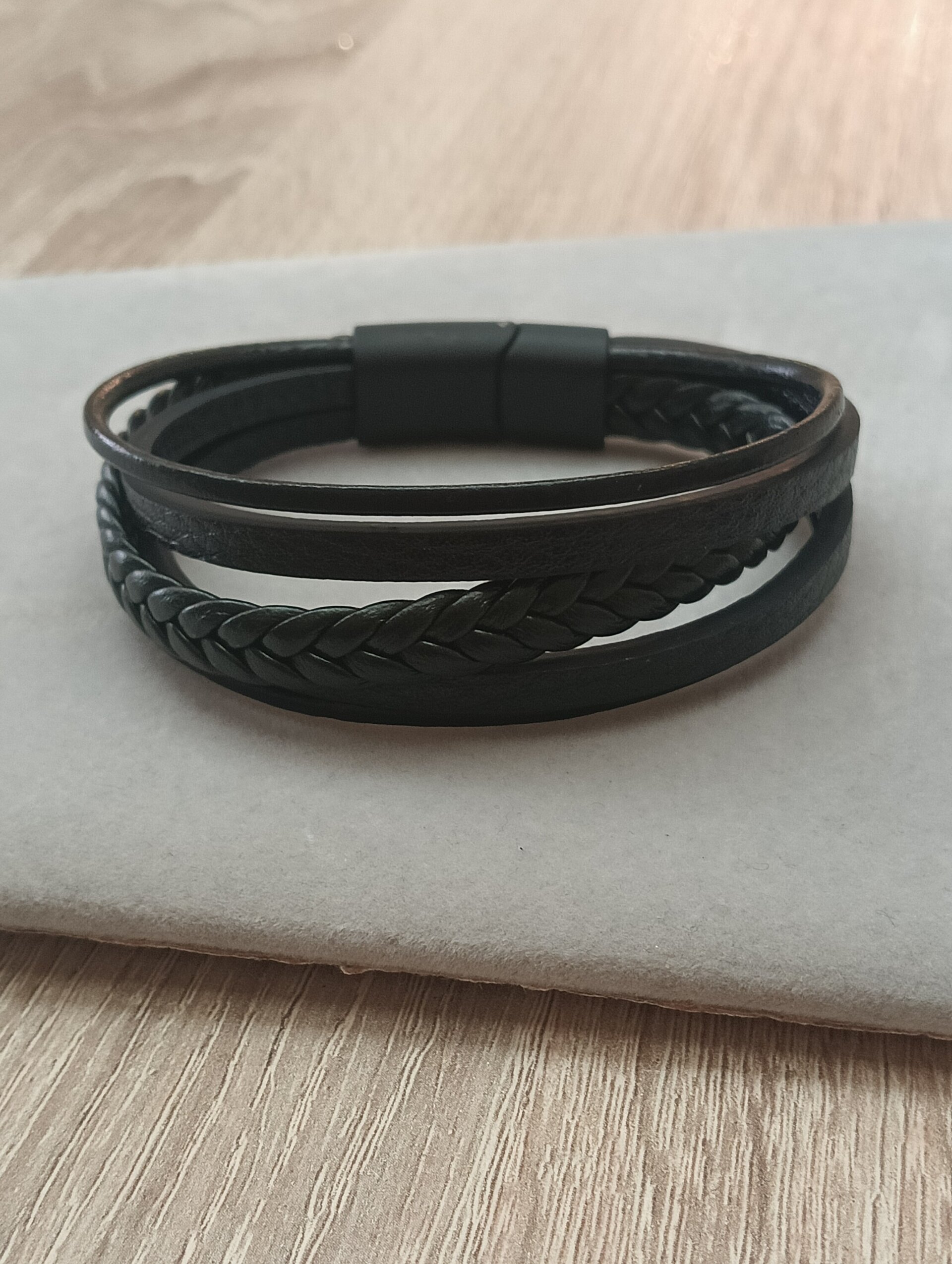 Pulseras tres colores a elegir para hombre de cuero trenzado - 4