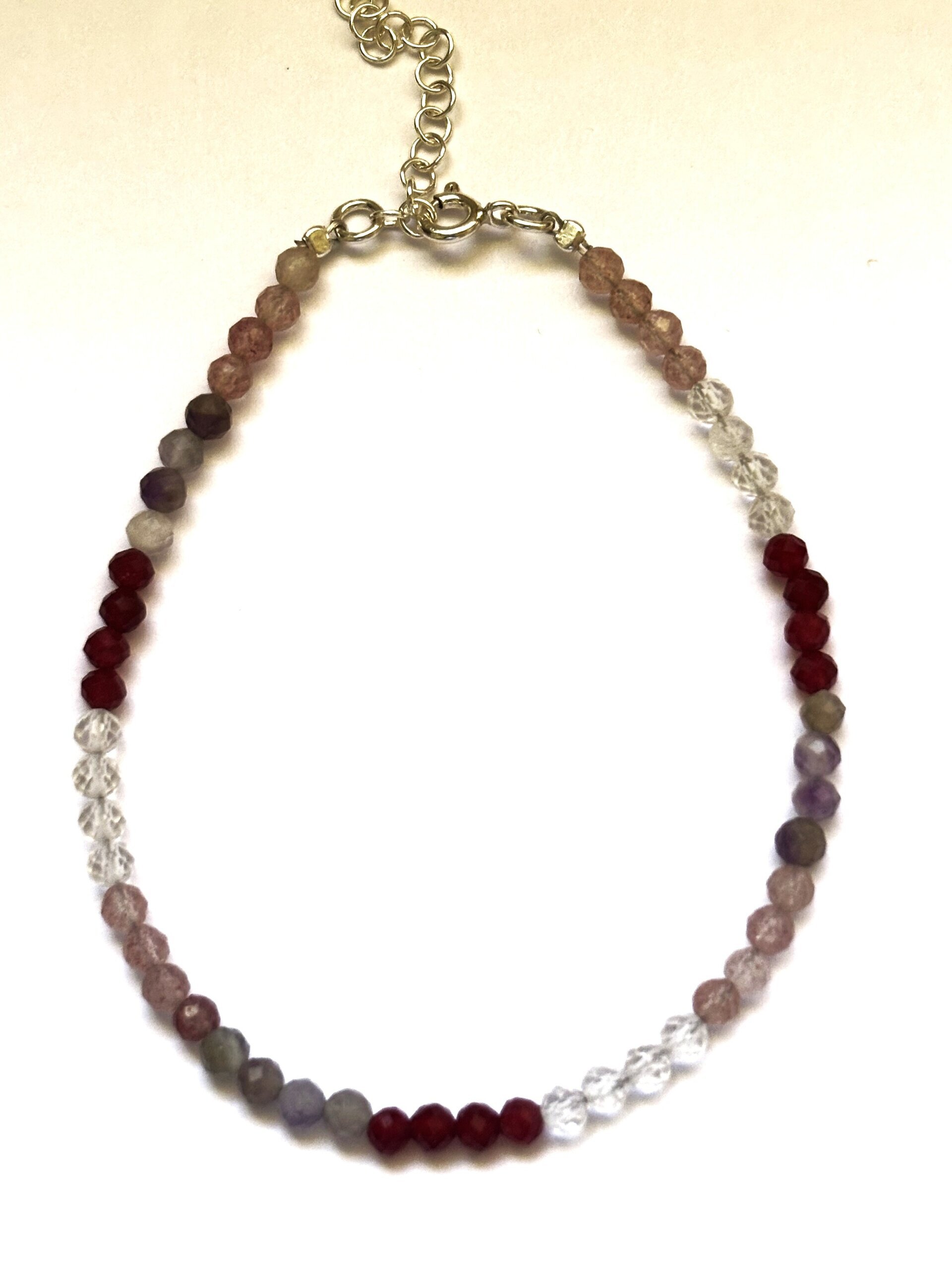 Pulsera ajustable rubí, amatista, cuarzo maestro y cuarzo rosa - 4