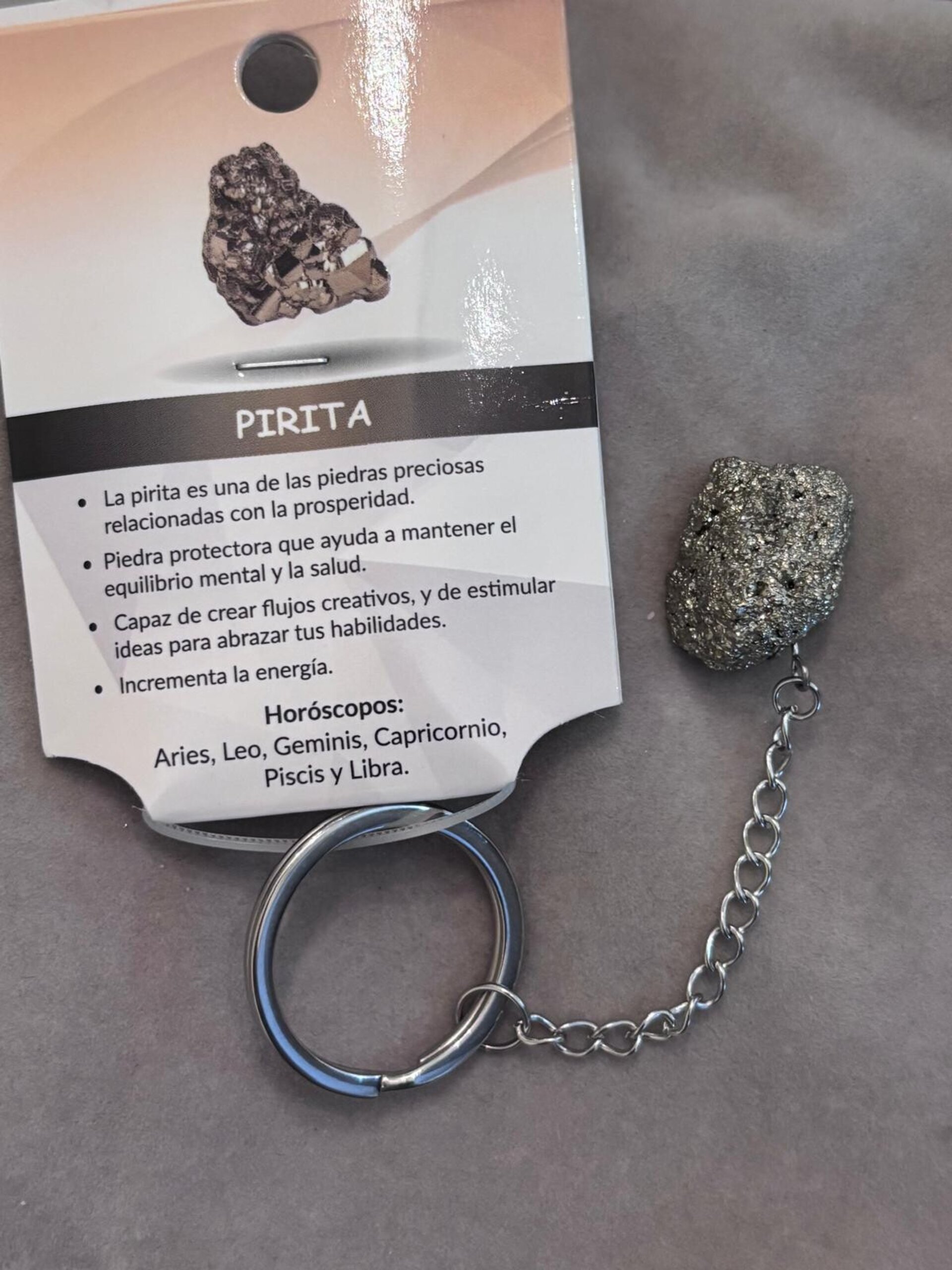 llavero piedra natural de pirita - 3
