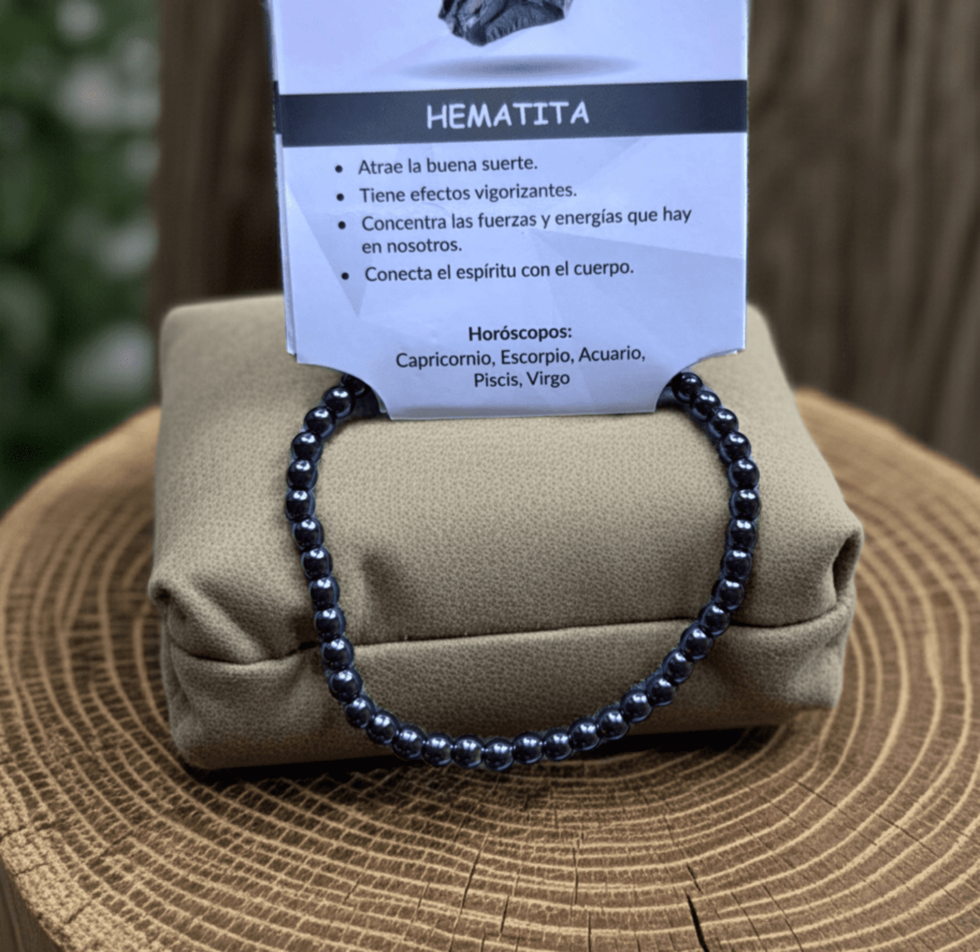 pulsera elástica hematita natural - 1