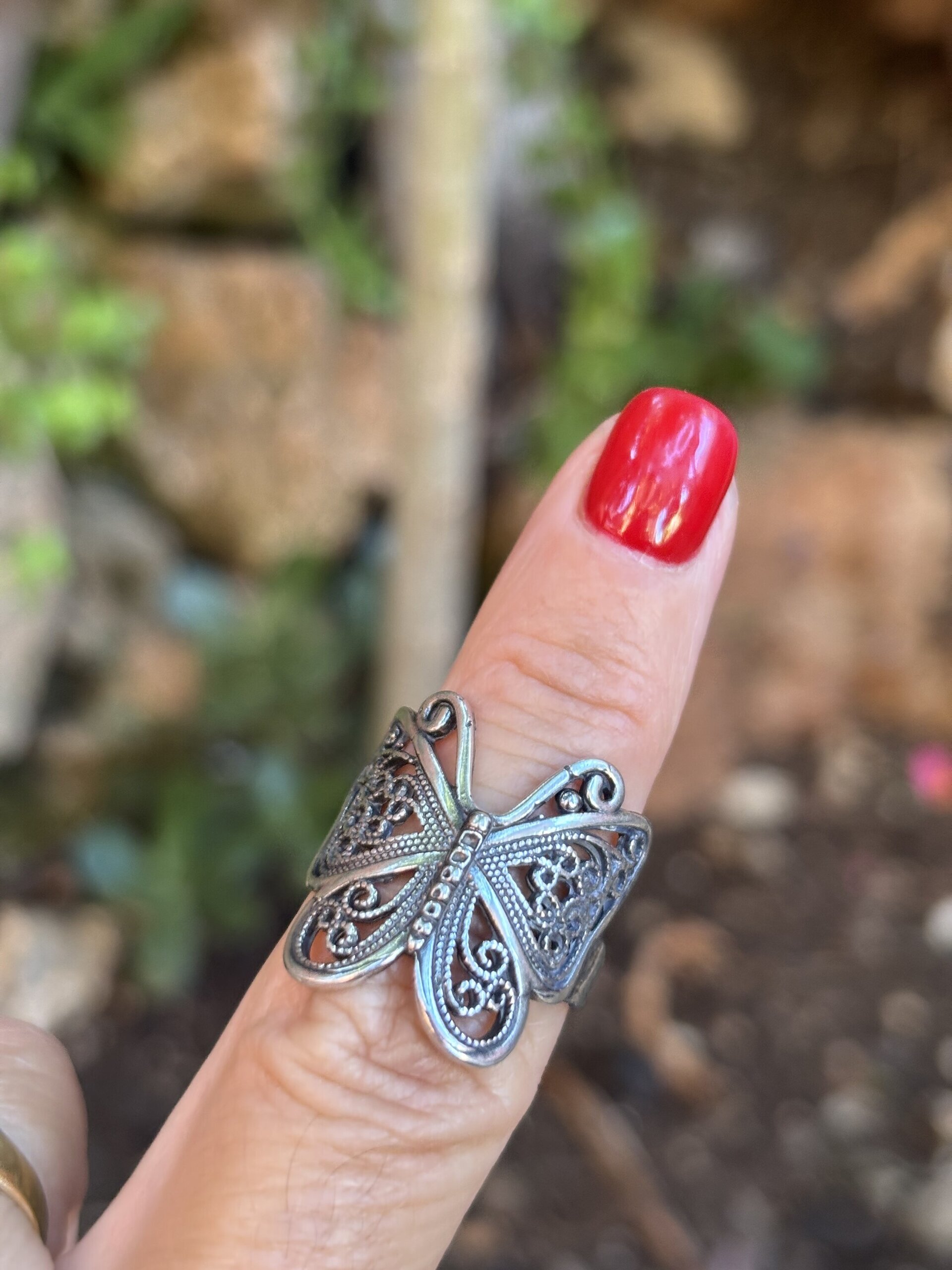 Anillo ajustable talla grande mariposa - 2