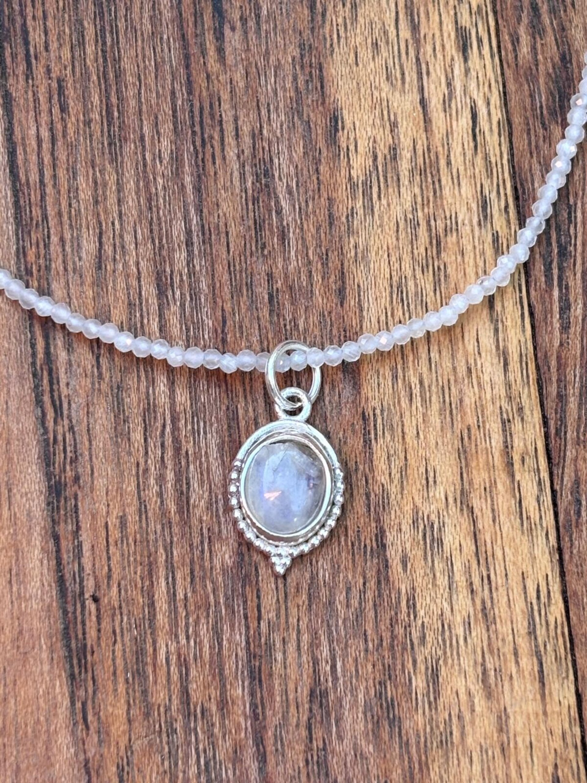 Gargantilla facetada piedra luna y colgante piedra luna - 2