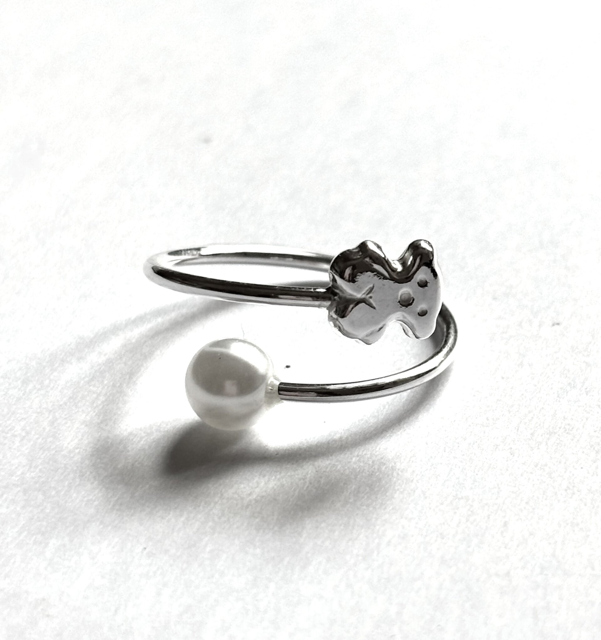 Anillo ajustable oso y perla - 1