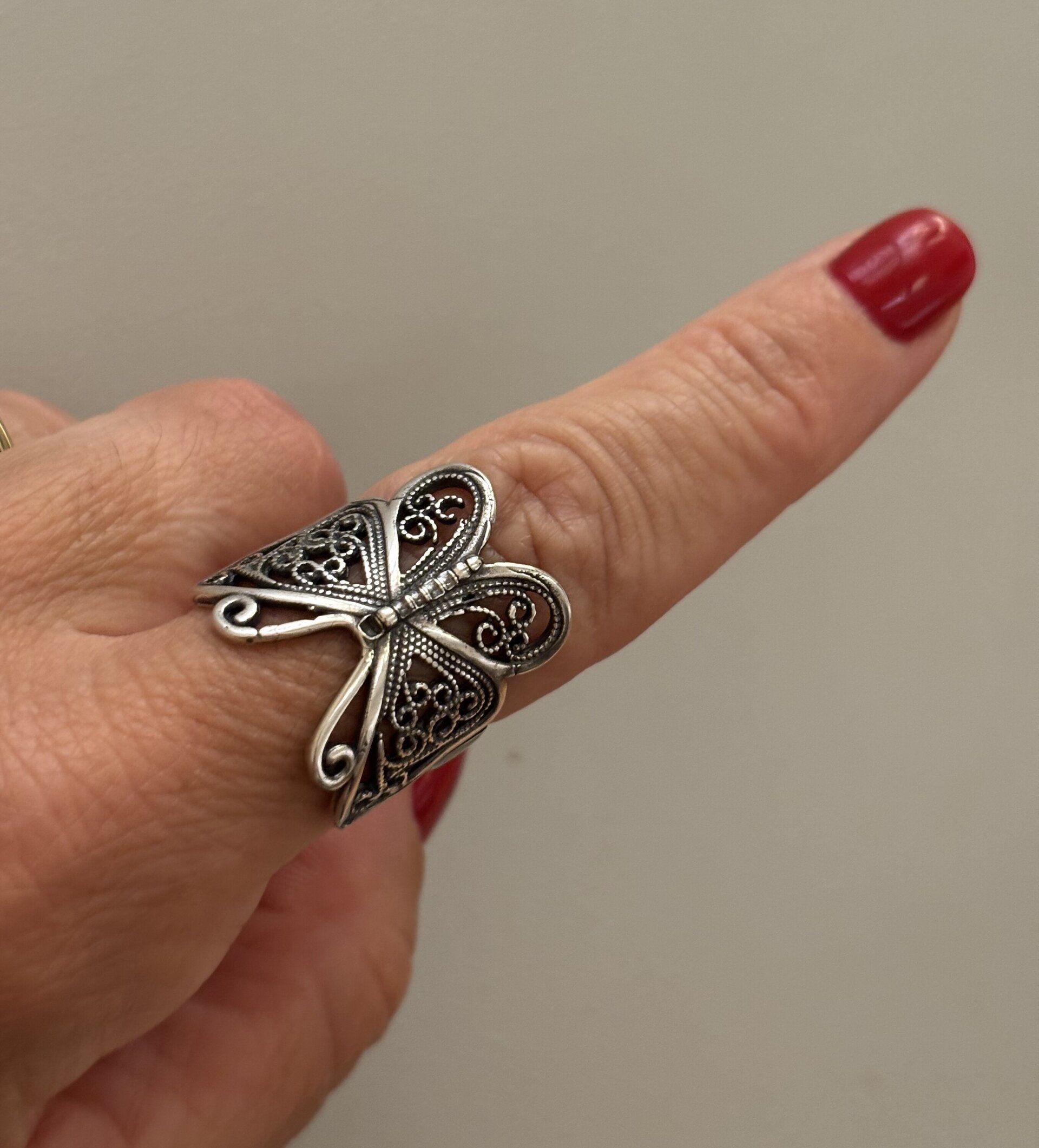 Anillo ajustable talla grande mariposa - 6